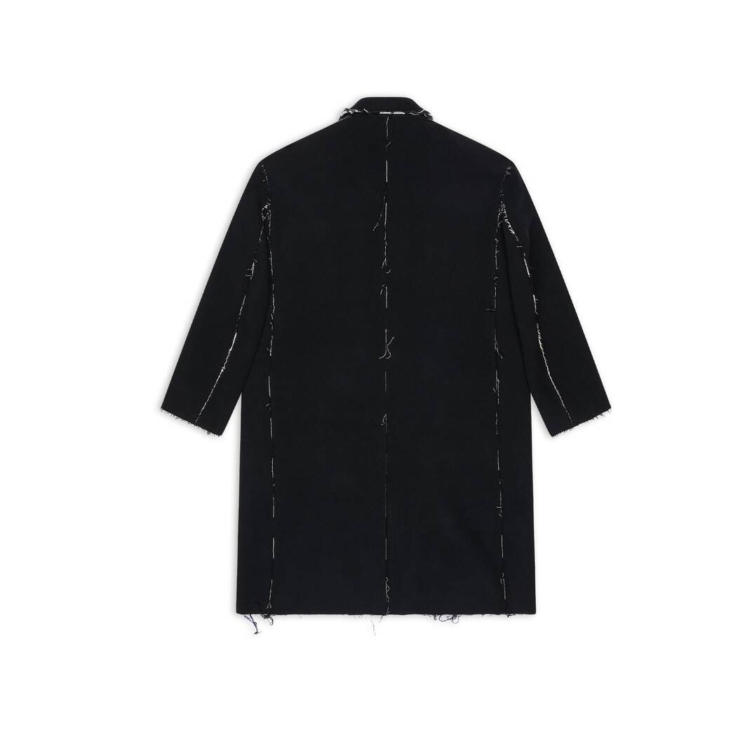 Men's Balenciaga Raw Edge Coat Jackets Black | 3179JIGUP