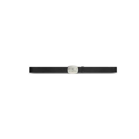 Men's Balenciaga Rounded Logo Plaque Belts Black | 3785BEZNY