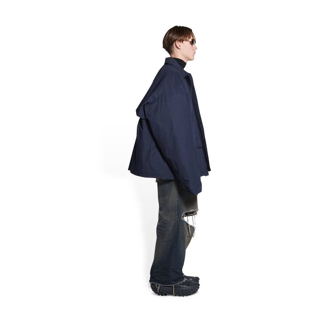 Men's Balenciaga Scissors Crest Parka With Removable Lining Jackets Blue | 2704BFKMW