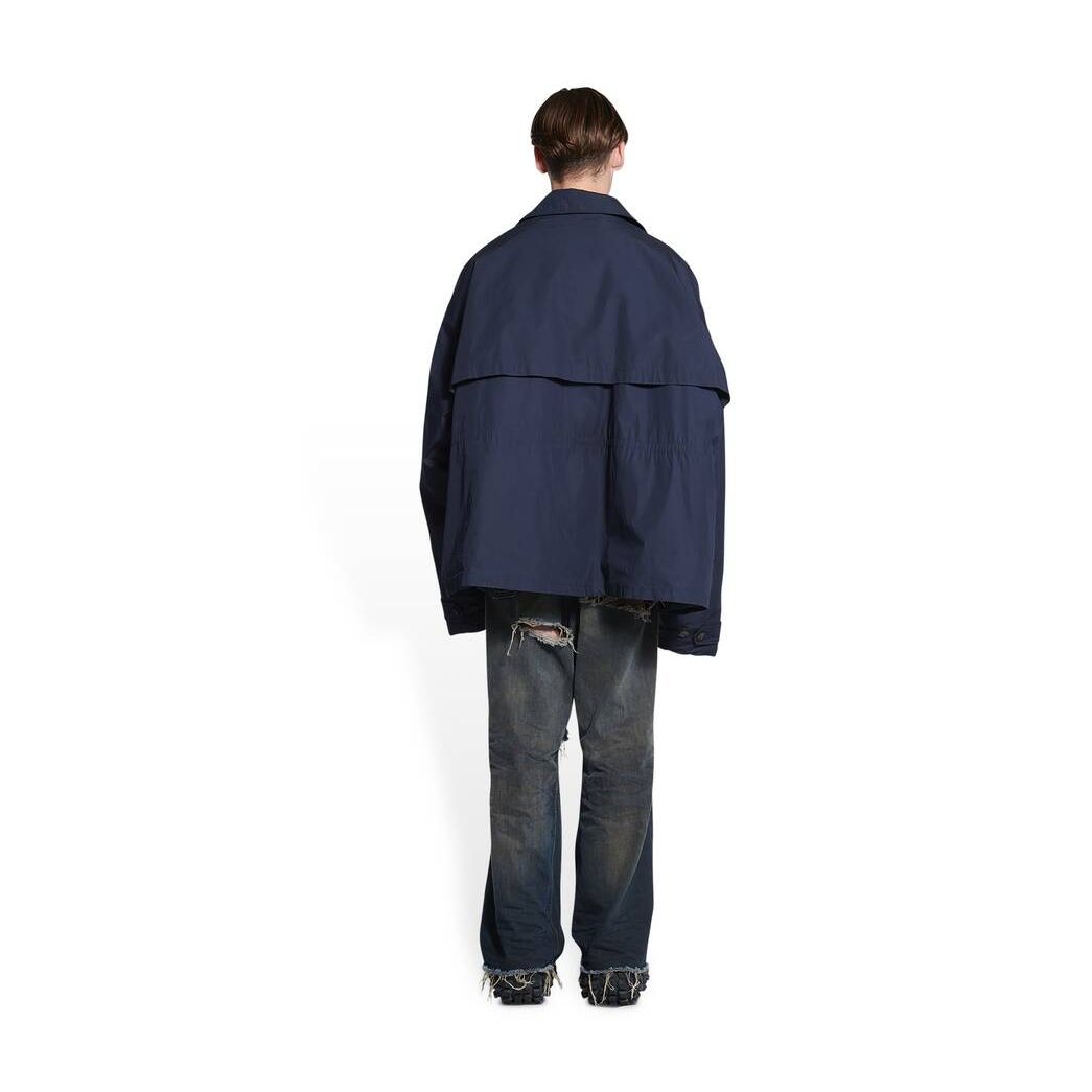 Men's Balenciaga Scissors Crest Parka With Removable Lining Jackets Blue | 2704BFKMW