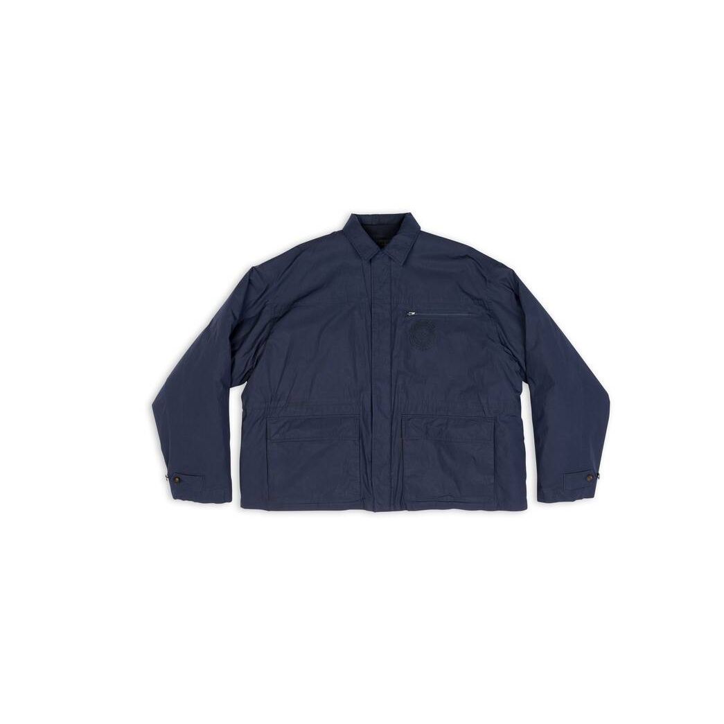 Men's Balenciaga Scissors Crest Parka With Removable Lining Jackets Blue | 2704BFKMW