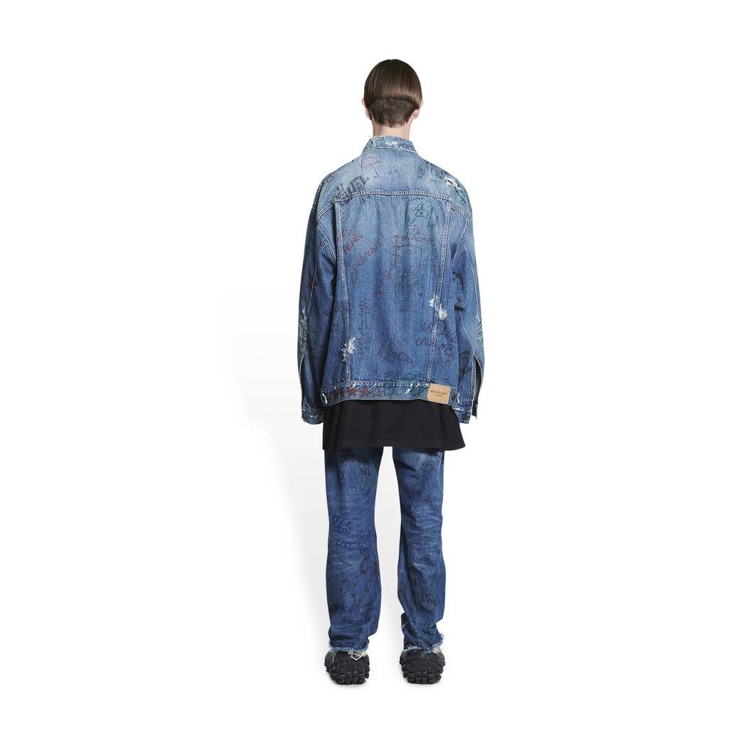 Men's Balenciaga Scribble Oversized Jackets Blue | 6421WDJNB