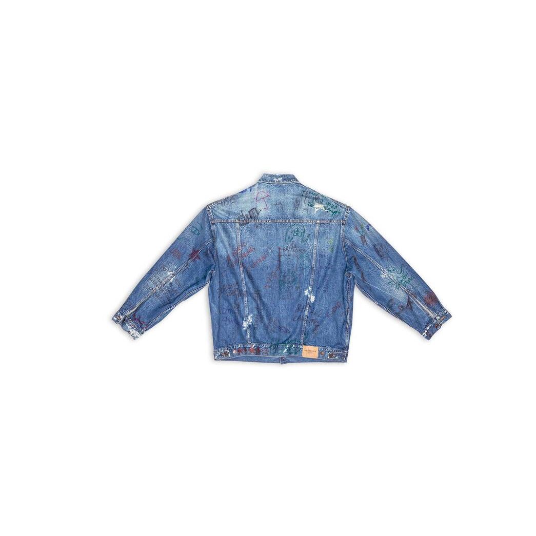 Men's Balenciaga Scribble Oversized Jackets Blue | 6421WDJNB