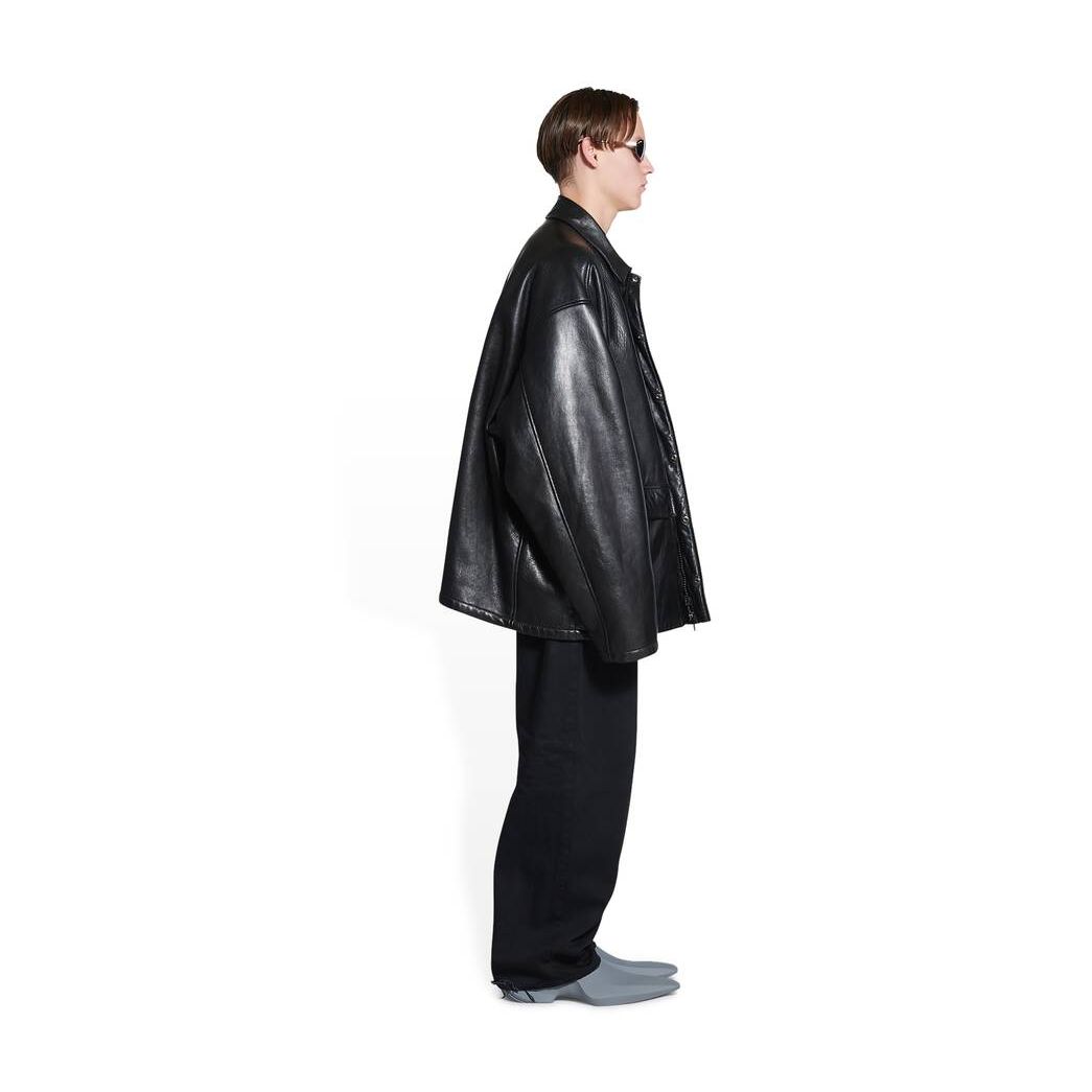 Men's Balenciaga Shearling Lining Jackets Black | 2704FMLEY