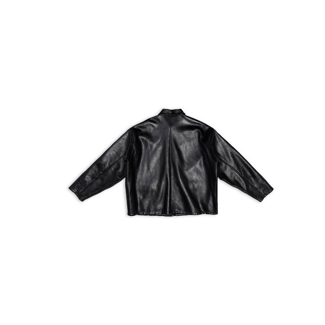 Men's Balenciaga Shearling Lining Jackets Black | 2704FMLEY