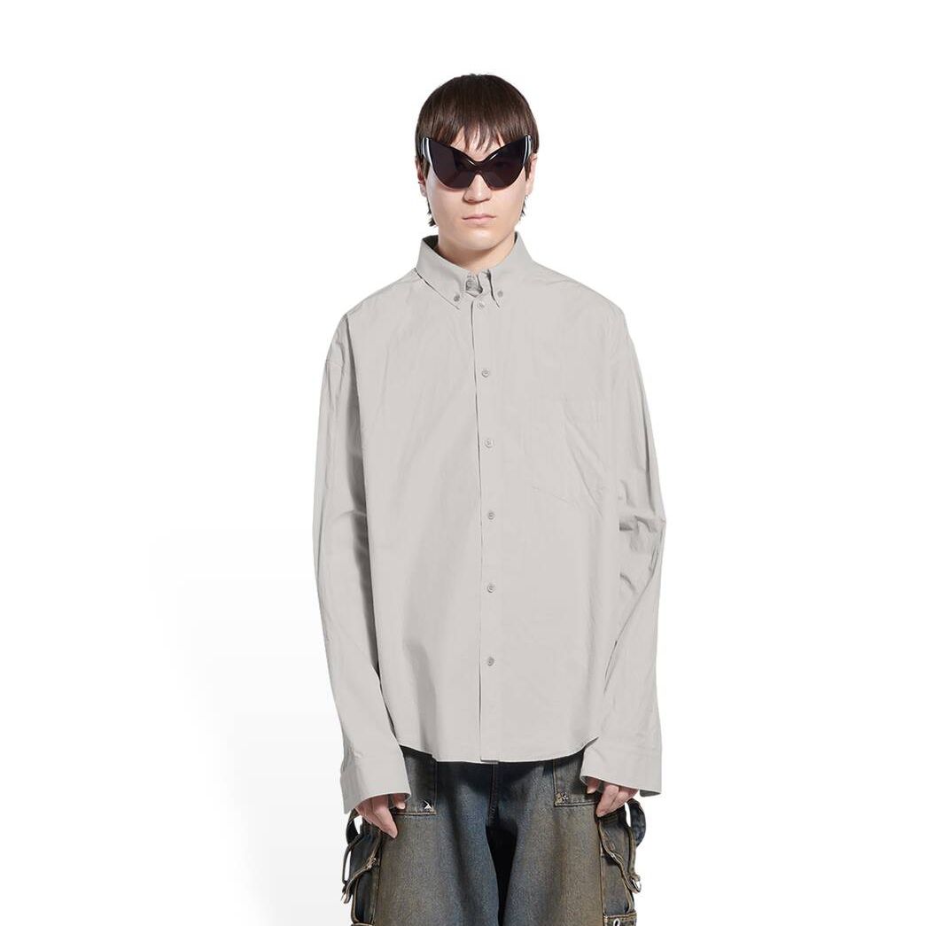 Men's Balenciaga Shirt Large Fit Shirts Grey | 9213BAEOG