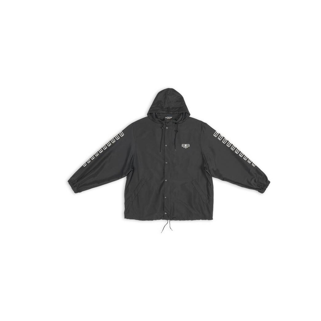 Men\'s Balenciaga Short Windbreaker Jackets Black | 7302BOUDC