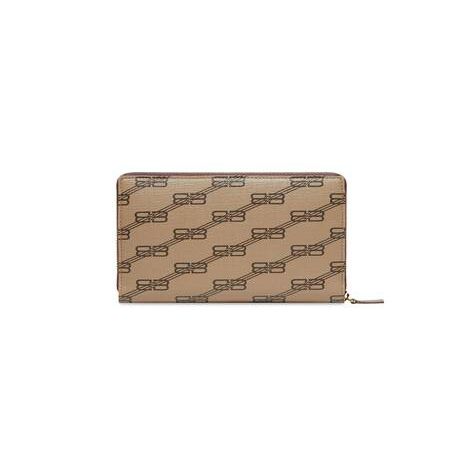 Men's Balenciaga Signature Continental Bb Monogram Coated Canvas Wallets Beige | 2346TVIOS