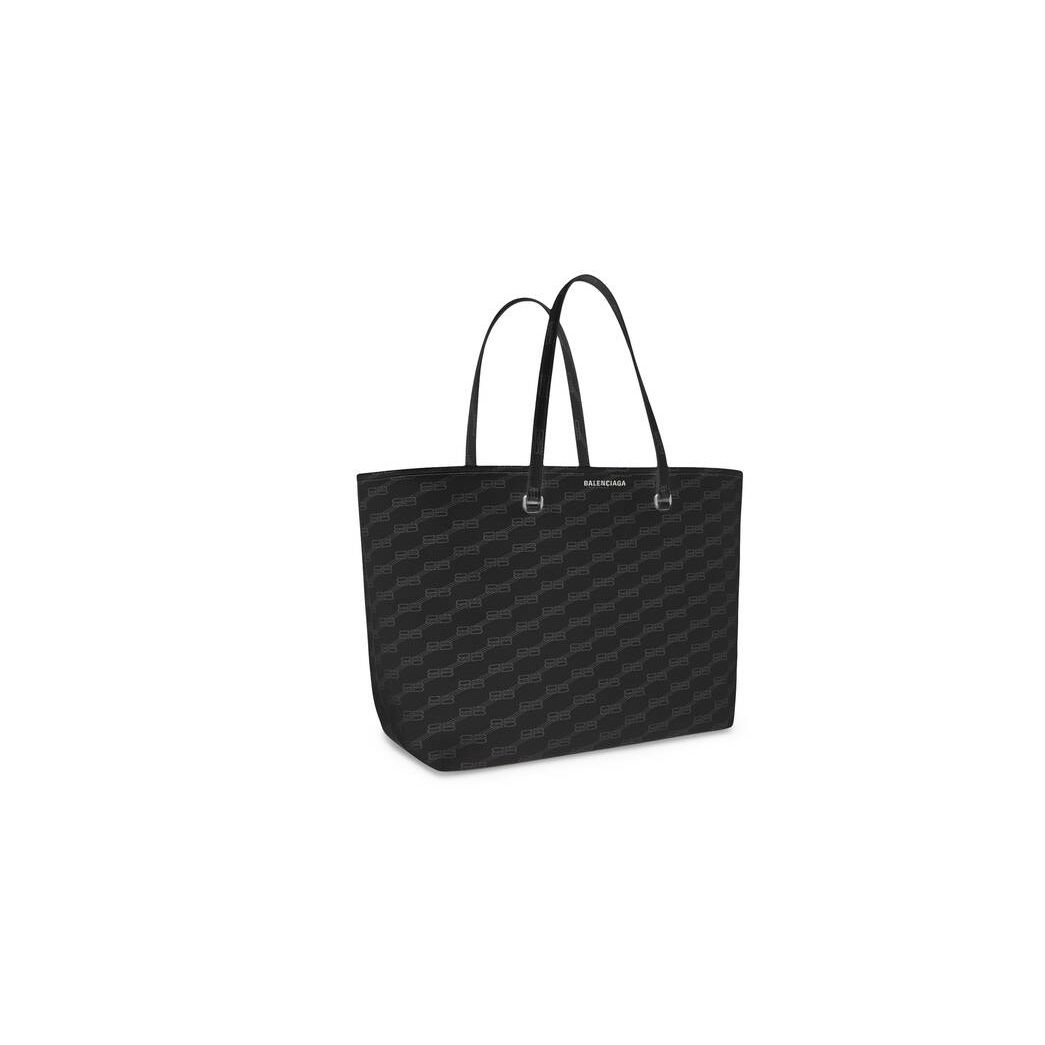 Men's Balenciaga Signature Large East-west Bb Monogram Coated Canvas Tote Bags Black | 0167WVGSA