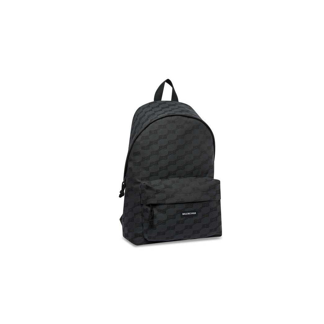 Men's Balenciaga Signature Medium Bb Monogram Jacquard Canvas Backpacks Black | 4815GPMQT