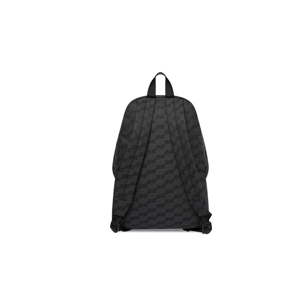 Men's Balenciaga Signature Medium Bb Monogram Jacquard Canvas Backpacks Black | 4815GPMQT