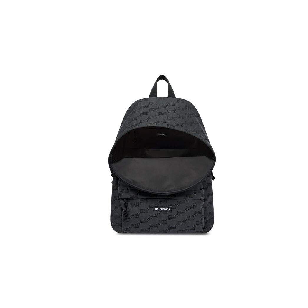 Men's Balenciaga Signature Medium Bb Monogram Jacquard Canvas Backpacks Black | 4815GPMQT