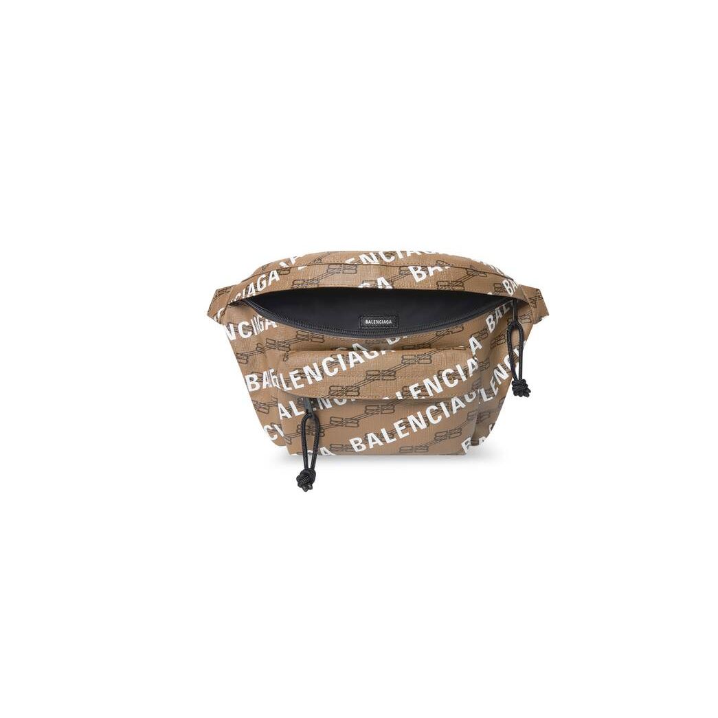 Men's Balenciaga Signature Medium Beltpack Bb Monogram Coated Canvas And Allover Logo Belt Bags Brown | 3918DAYZJ