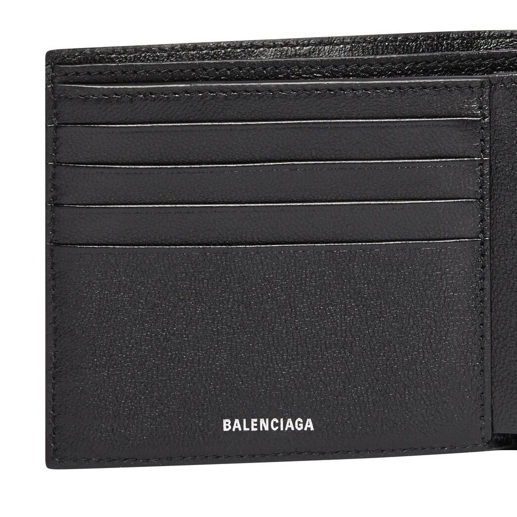 Men's Balenciaga Signature Square Folded Bb Monogram Coated Canvas And Allover Logo Wallets Black | 0296PROJC