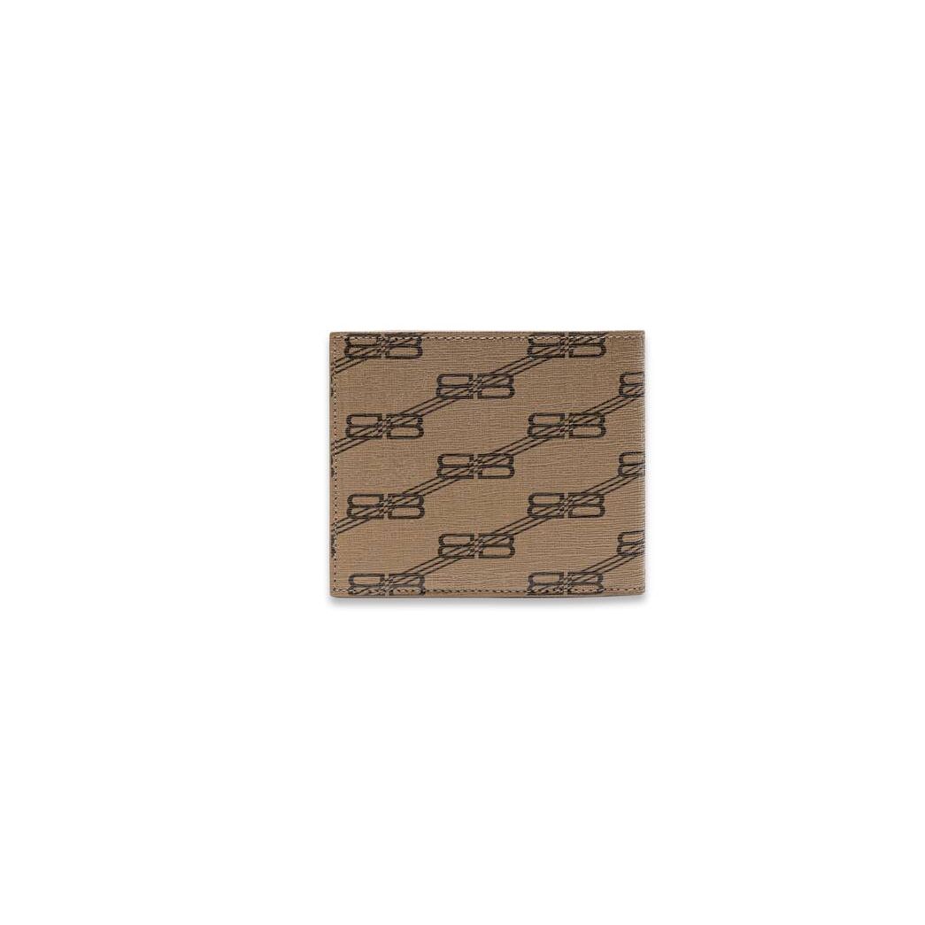 Men's Balenciaga Signature Square Folded Bb Monogram Coated Canvas Wallets Beige | 7312DVCQP