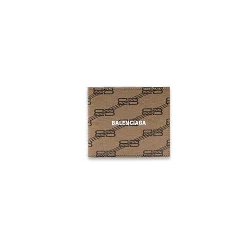 Men's Balenciaga Signature Square Folded Bb Monogram Coated Canvas Wallets Beige | 7312DVCQP