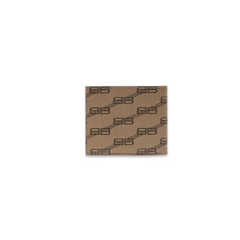 Men's Balenciaga Signature Square Folded Bb Monogram Coated Canvas Wallets Beige | 7312DVCQP