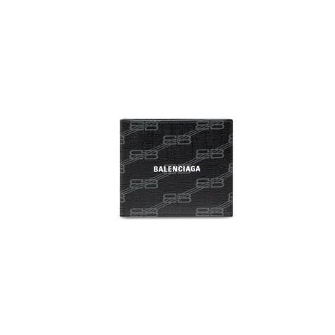 Men's Balenciaga Signature Square Folded Bb Monogram Coated Canvas Wallets Black | 9127XDUPH