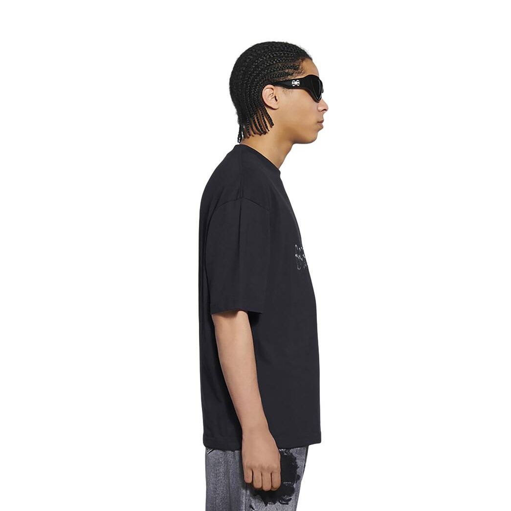 Men's Balenciaga Slime Medium Fit T Shirts Black | 7102FRPKS