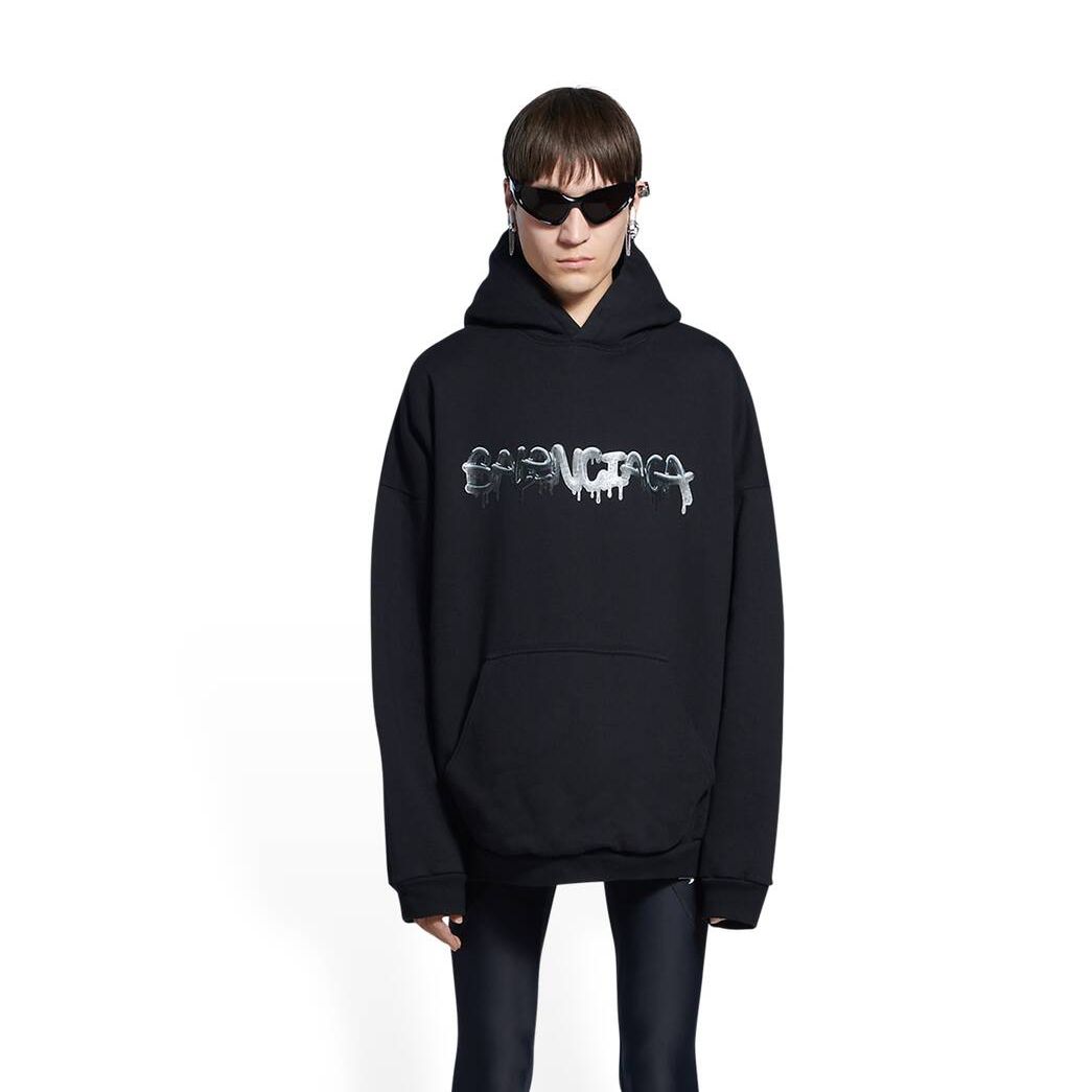 Men's Balenciaga Slime Wide Fit Hoodie Black | 5762YGLEC