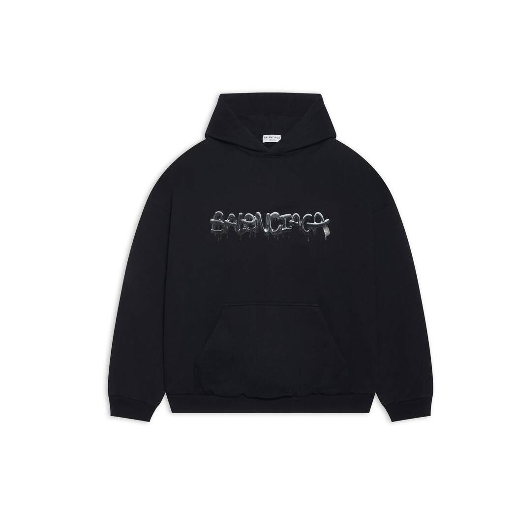 Men's Balenciaga Slime Wide Fit Hoodie Black | 5762YGLEC