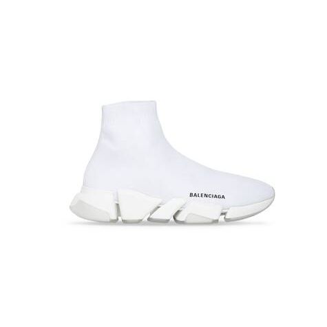 Men's Balenciaga Speed 2.0 Clear Sole Recycled Knit Sneakers White | 2348TDAHG