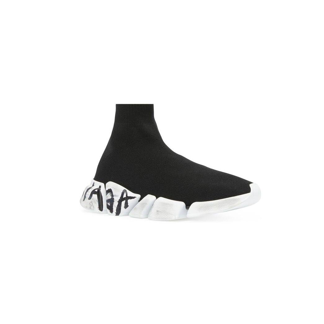 Men's Balenciaga Speed 2.0 Graffiti Recycled Knit Sneakers Black | 4375QFYGT