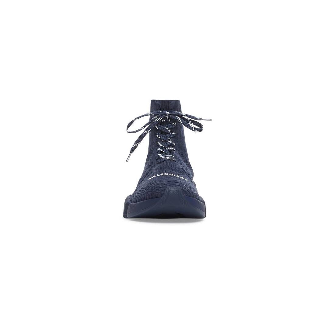 Men's Balenciaga Speed 2.0 Lace-up Recycled Knit Sneakers Dark Blue | 6015AWUMS