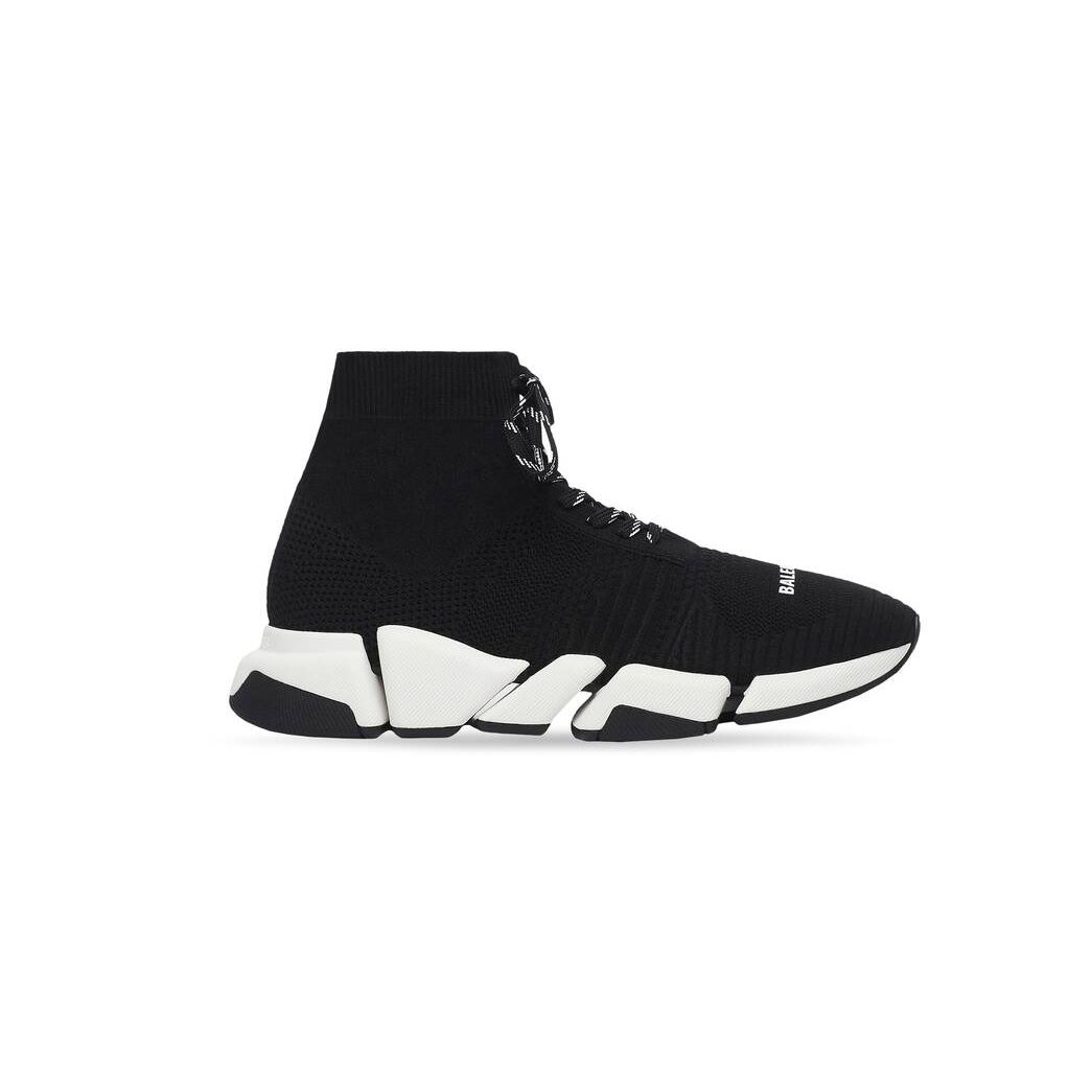 Men\'s Balenciaga Speed 2.0 Lace-up Sneakers Black / White | 1084PAWHV