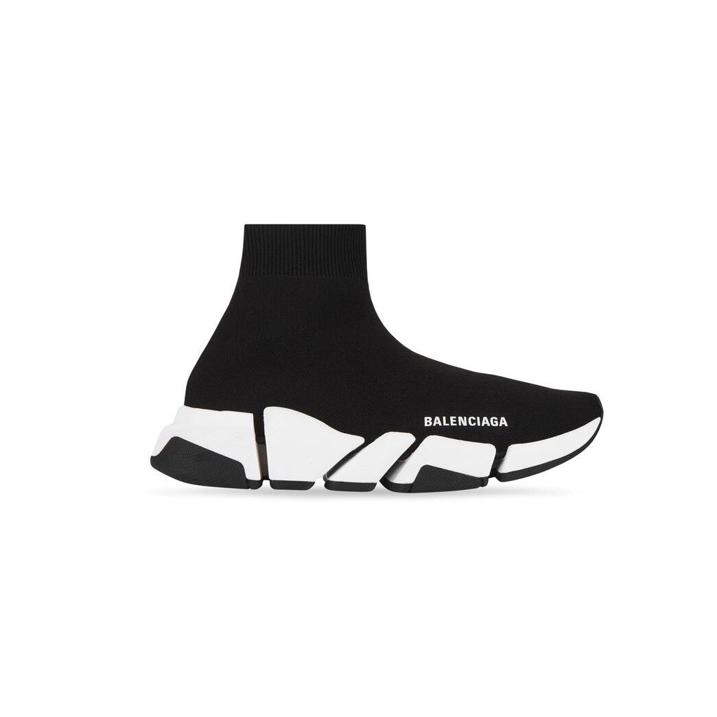 Men\'s Balenciaga Speed 2.0 Recycled Knit Sneakers Black / White | 4072COQWI