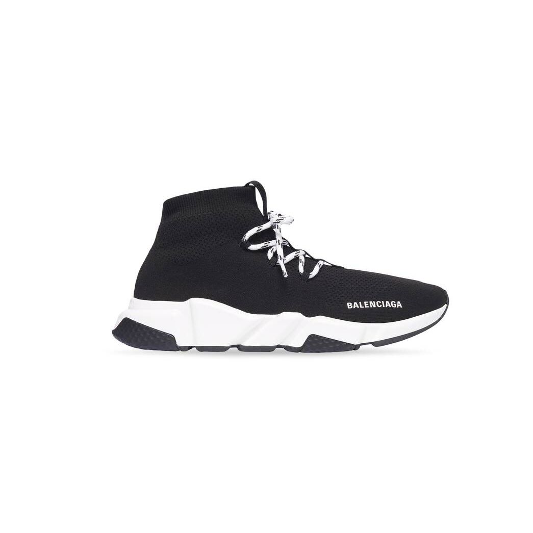 Men\'s Balenciaga Speed Lace-up Sneakers Black / White | 7190OVKJE