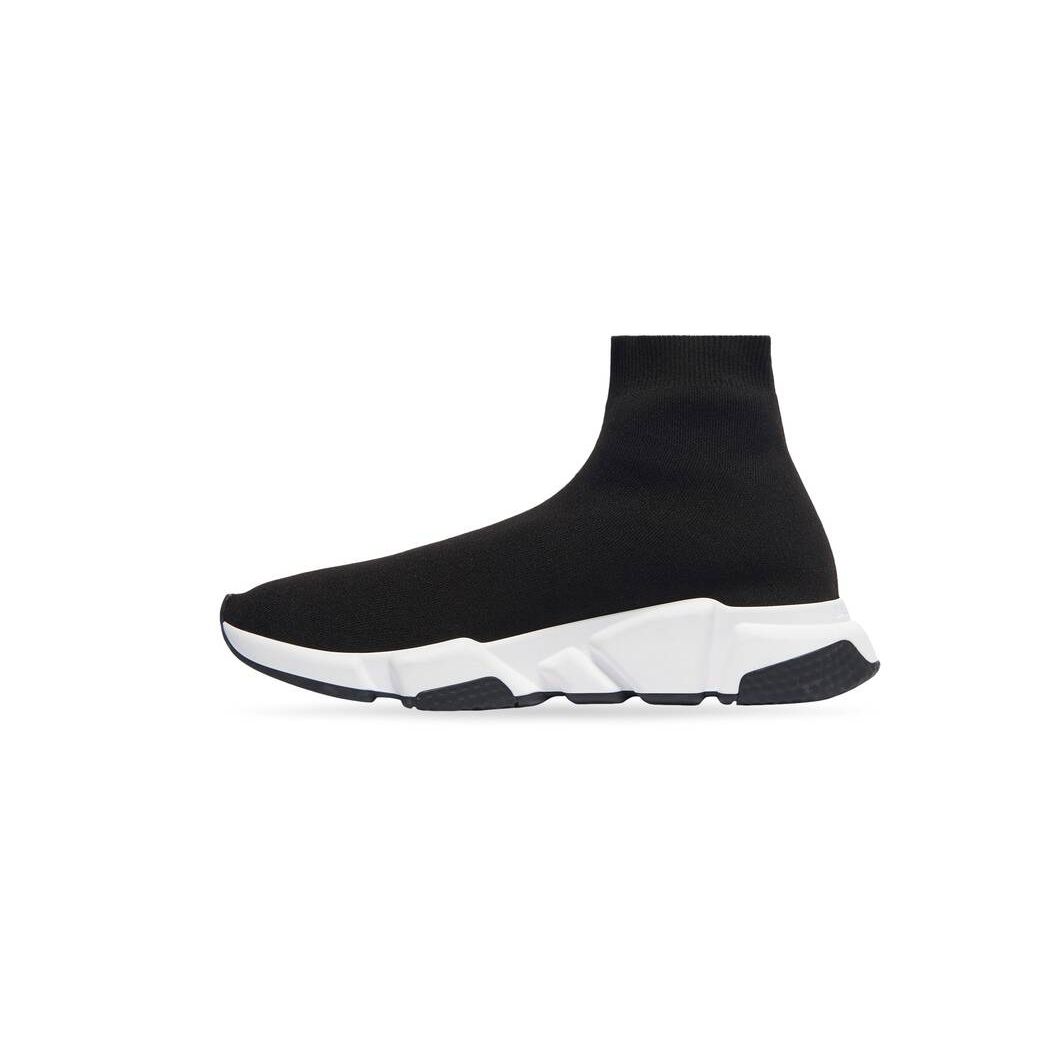 Men's Balenciaga Speed Recycled Knit Graffiti Sneakers Black / White | 2154LPOSI