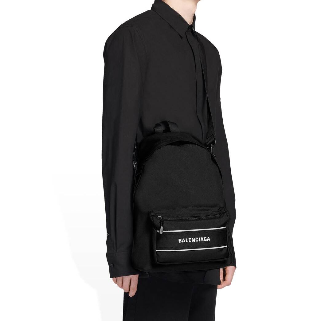 Men\'s Balenciaga Sport Crossbody Backpacks Black / White | 5901CWXPE