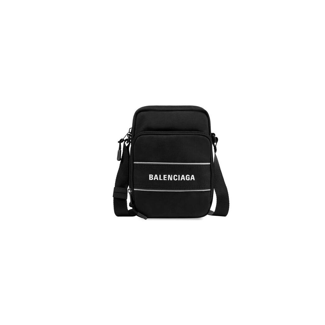 Men's Balenciaga Sport Small Messenger Crossbody Bags Black / White | 9287OESDB