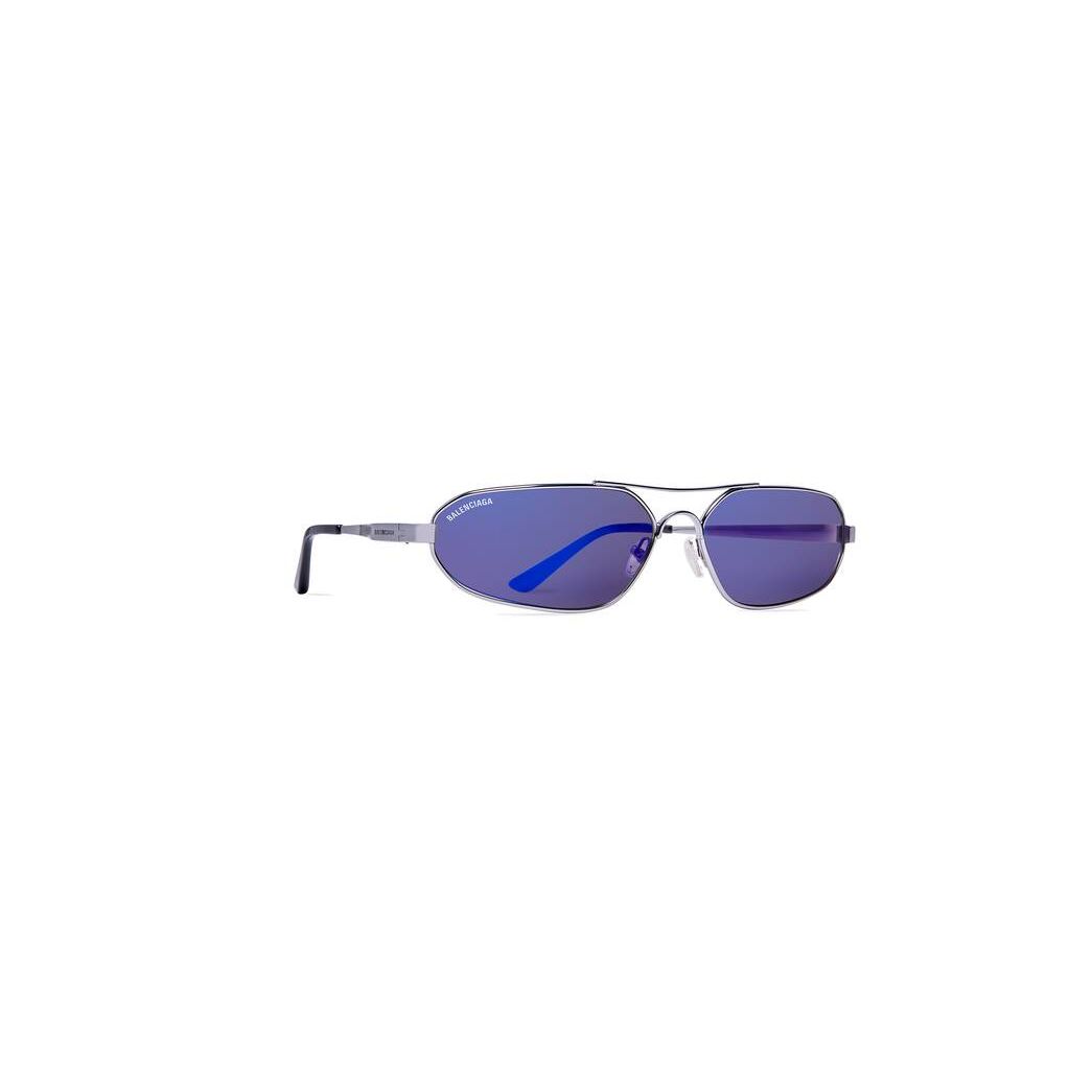 Men's Balenciaga Stretch Oval Sunglasses Blue | 5410KQMGY