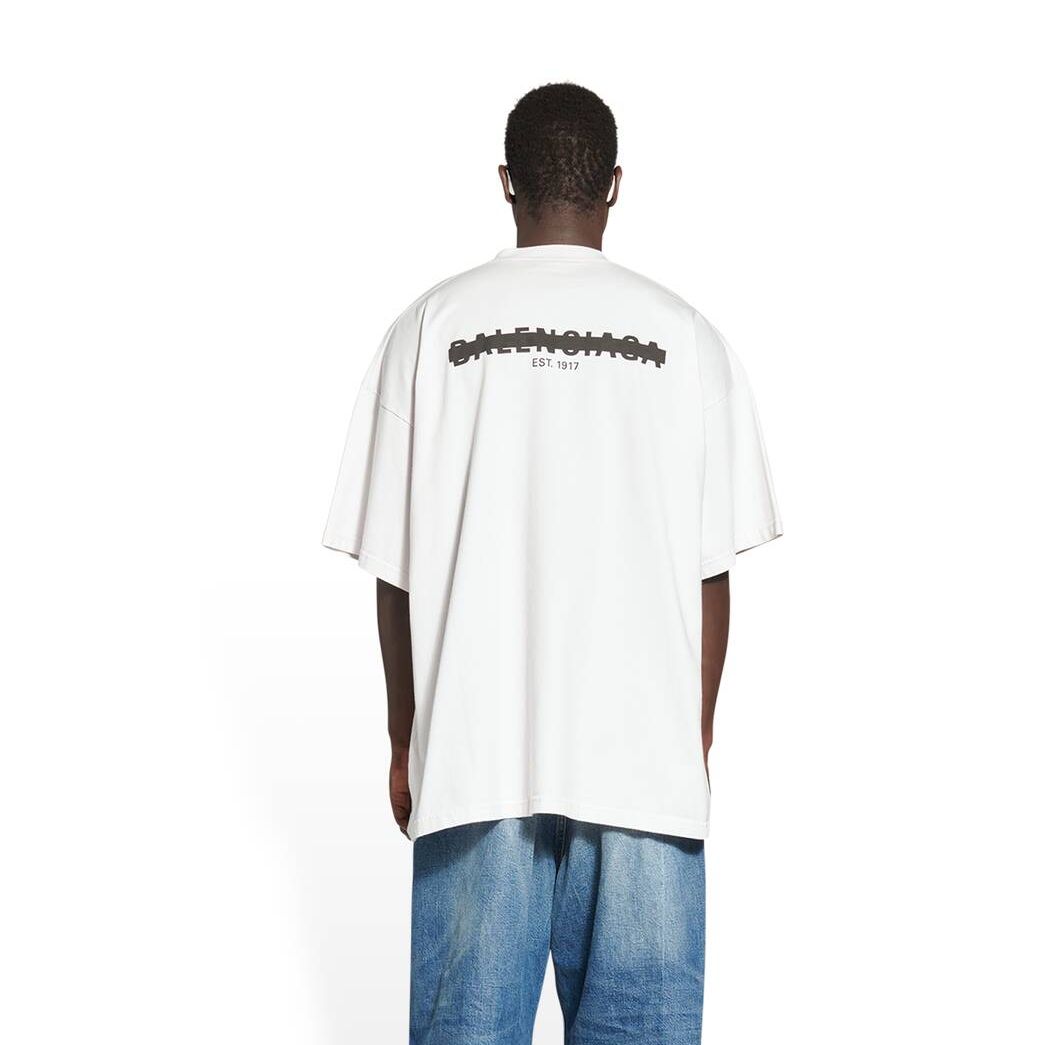 Men's Balenciaga Strike 1917 T Shirts Cream | 7809BUXHT