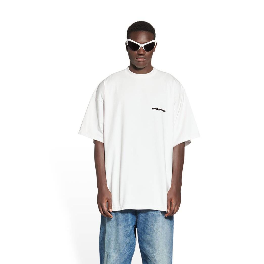 Men's Balenciaga Strike 1917 T Shirts Cream | 7809BUXHT