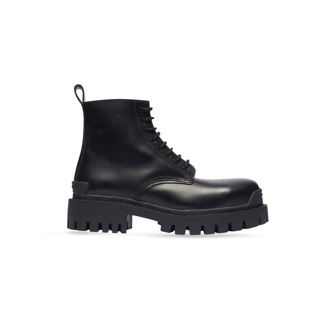 Men\'s Balenciaga Strike Lace Up Boots Black | 9162RGSKU