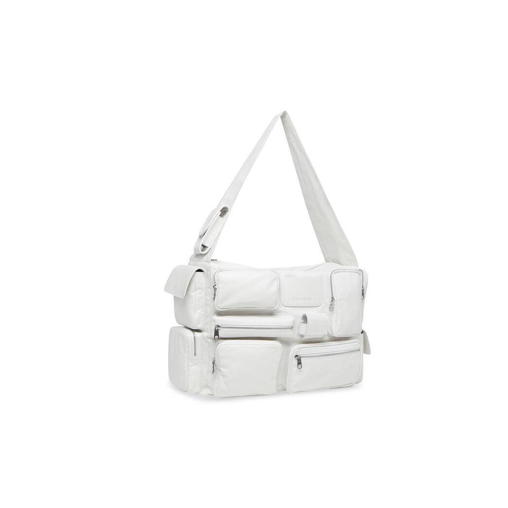 Men's Balenciaga Superbusy Large Sling Off Crossbody Bags White | 5034ARLYW