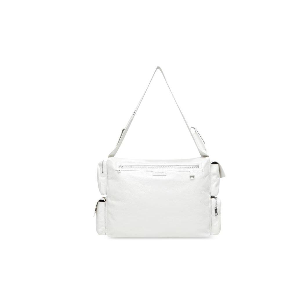 Men's Balenciaga Superbusy Large Sling Off Crossbody Bags White | 5034ARLYW