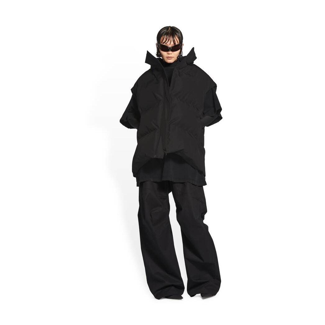 Men's Balenciaga Swing Puffer Gilet Jackets Black | 0476YSKWF