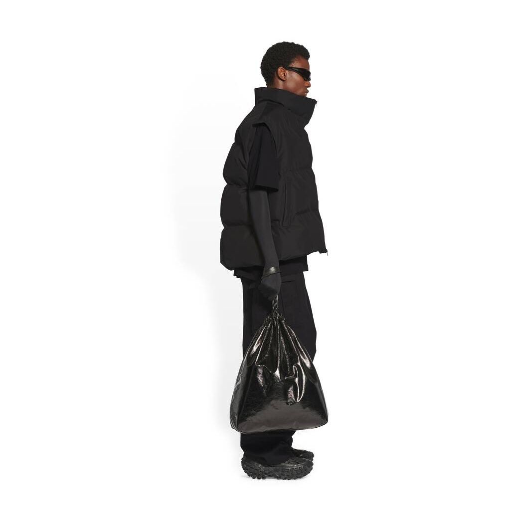 Men's Balenciaga Swing Puffer Gilet Jackets Black | 0476YSKWF