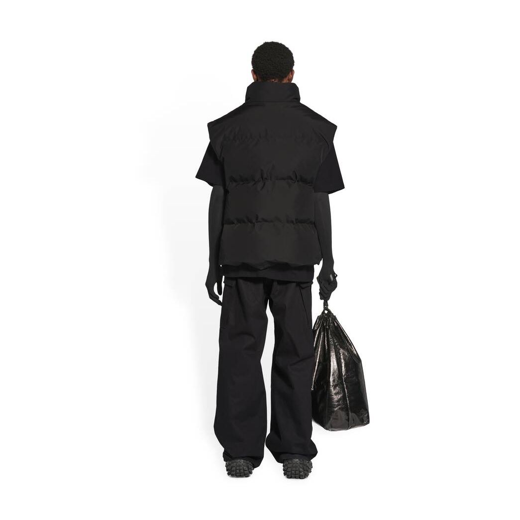 Men's Balenciaga Swing Puffer Gilet Jackets Black | 0476YSKWF