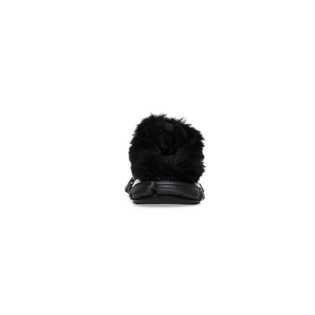 Men's Balenciaga Track Mule Fake Fur Sandals Black | 0472WZSXM