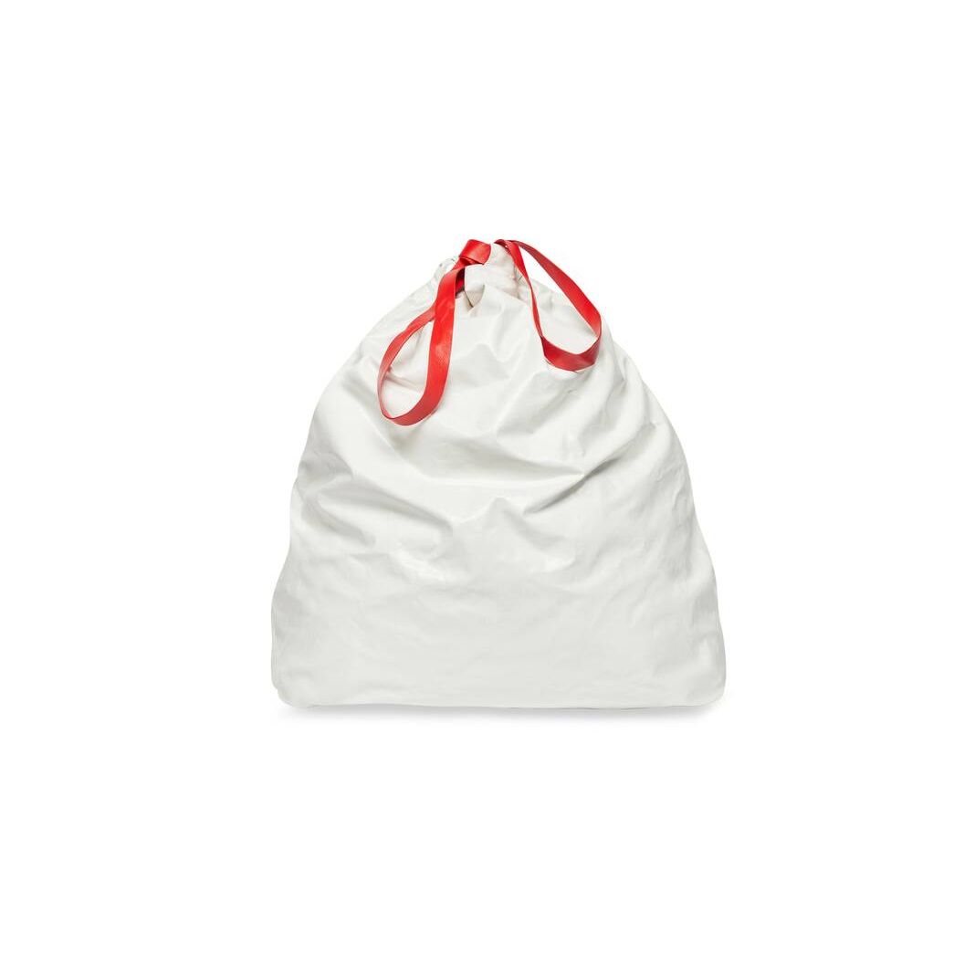 Men\'s Balenciaga Trash Bag Large Pouch Tote Bags White | 7452DJLUN