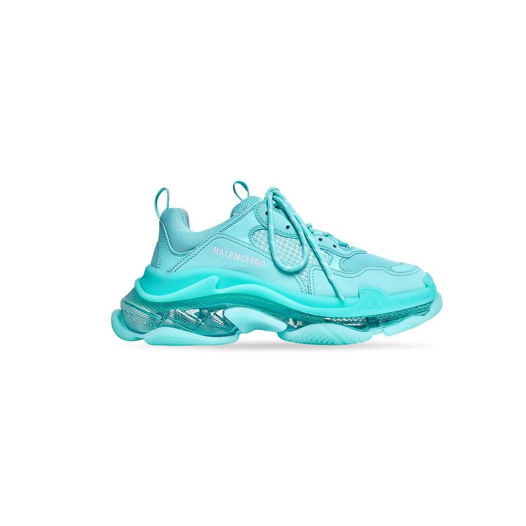 Men\'s Balenciaga Triple S Clear Sole Sneakers Turquoise | 3798HMEBU