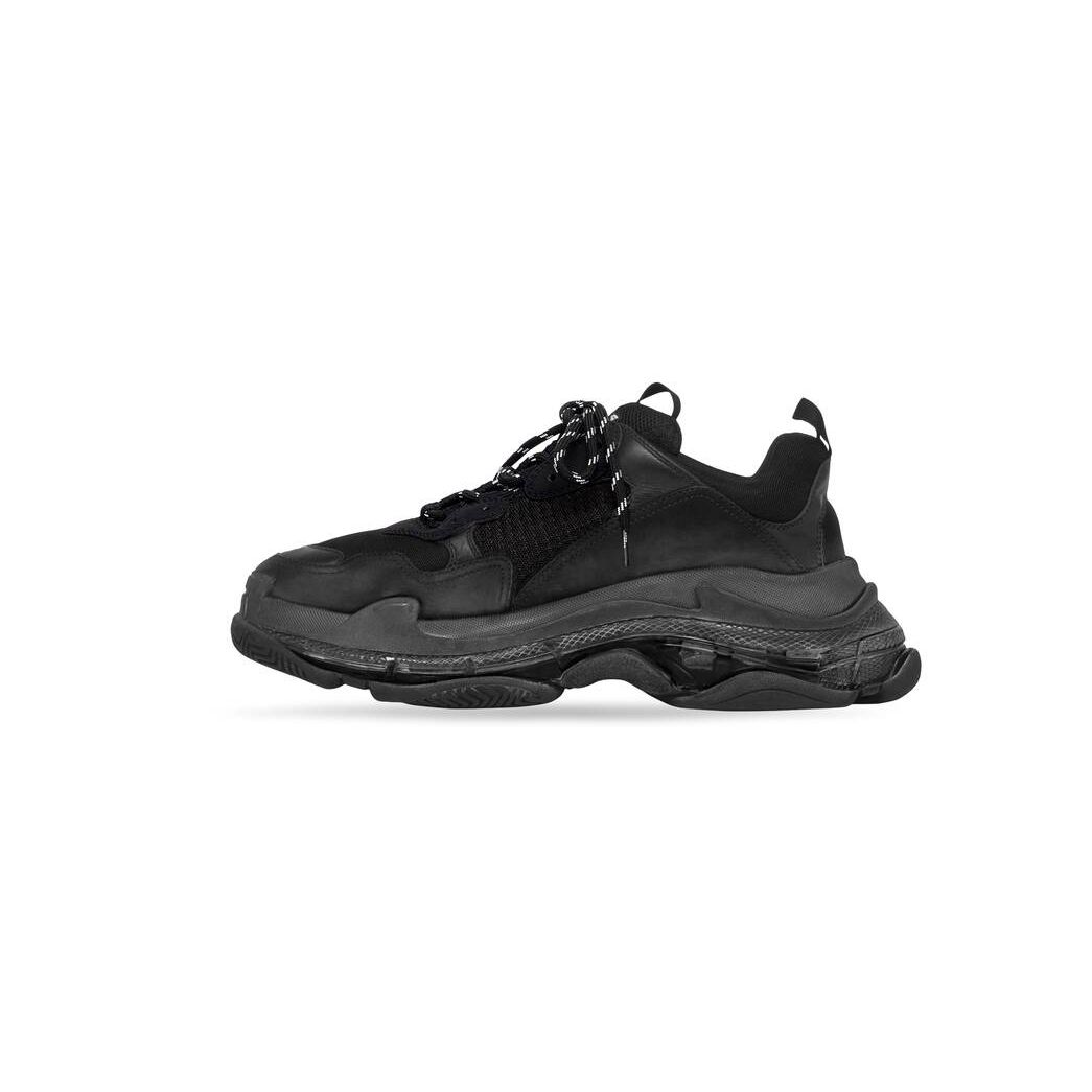 Men's Balenciaga Triple S Clear Sole Sneakers Black | 7194ECWOD