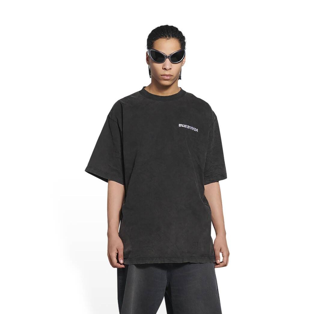 Men's Balenciaga Turn Slit T Shirts Black | 9365BQTZL