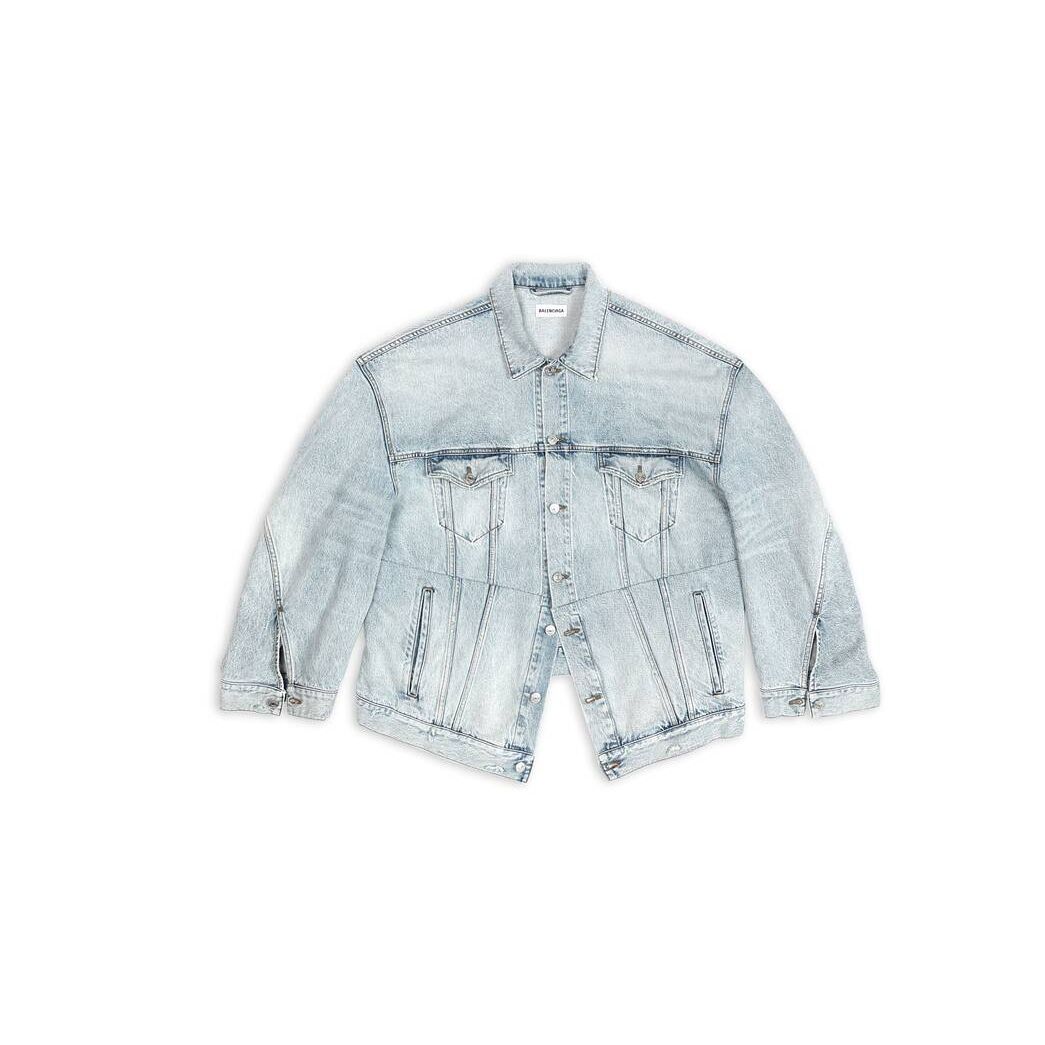 Men's Balenciaga Twisted Sleeve Jackets Light Blue | 8617EAZOC