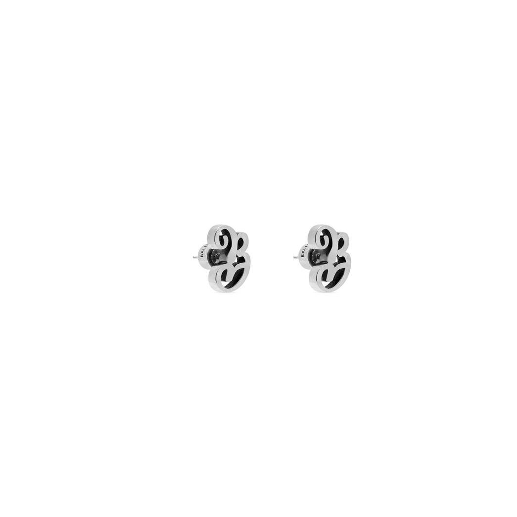 Men's Balenciaga Typo B Earrings Jewelry Silver | 1579CQYVX